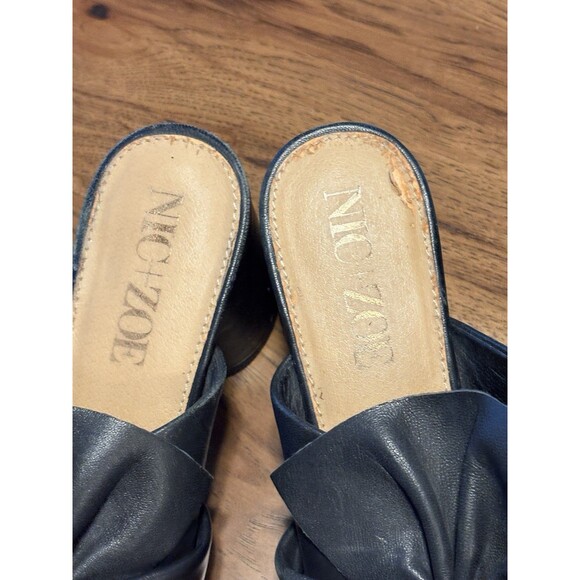 NIC+ZOE Poppy Women 8 M Black Leather Peep Toe Bow Block Heel - Picture 13 of 16